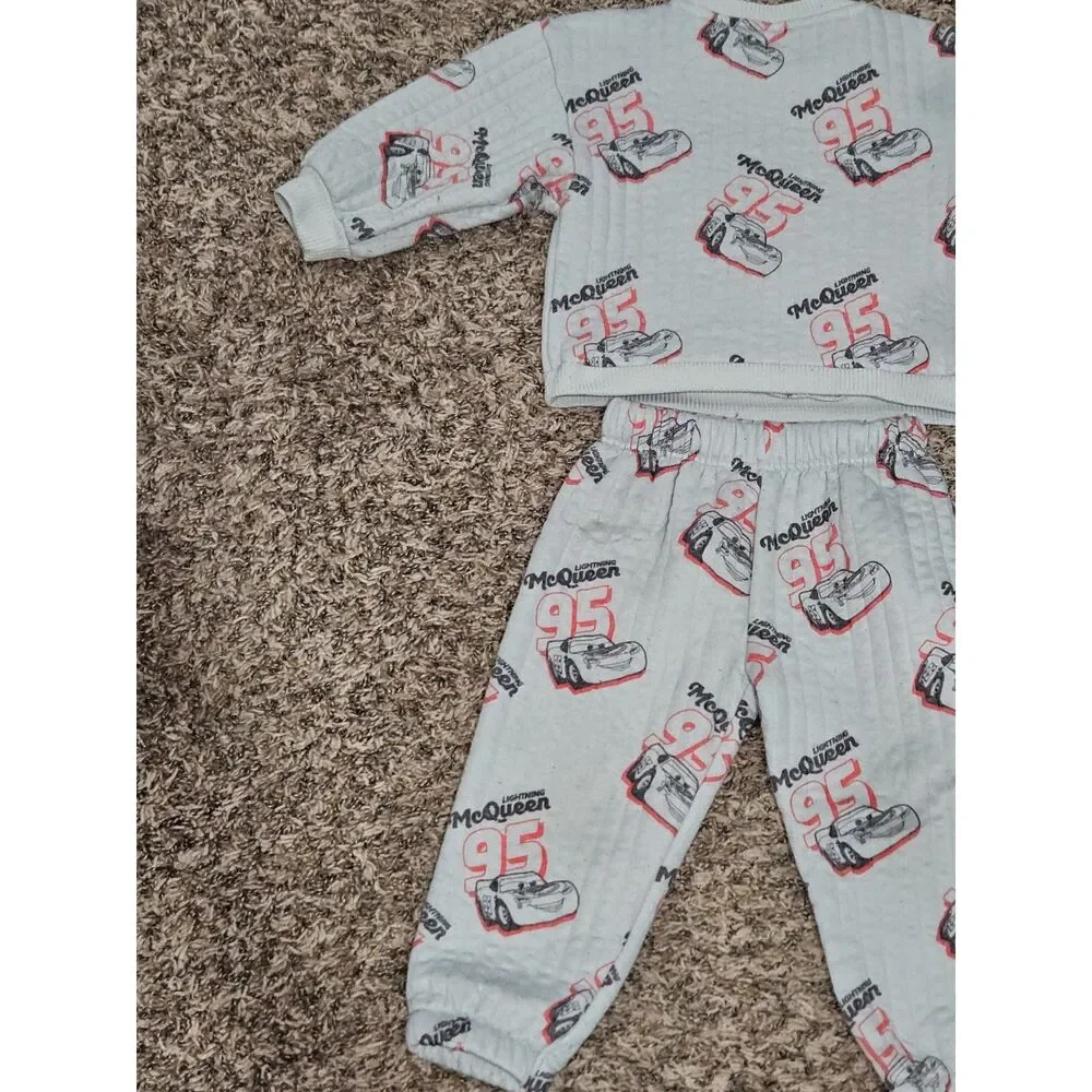 Disney Pixar Cars Lightning McQueen 2-Piece Quilted Pajama Set Toddler Size 3T